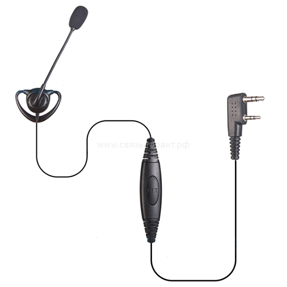 300DM-M1 гарнитура для рации с выносным микрофоном и креплением на ухо 